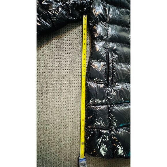 Michaels Kors Womens Shiny Black Hooded Puffer Coat Size M Water Resistant - Picture 12 of 15